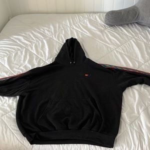 Aviator Nation-Bolt Stripe Relaxed Pullover Hoodie-Black